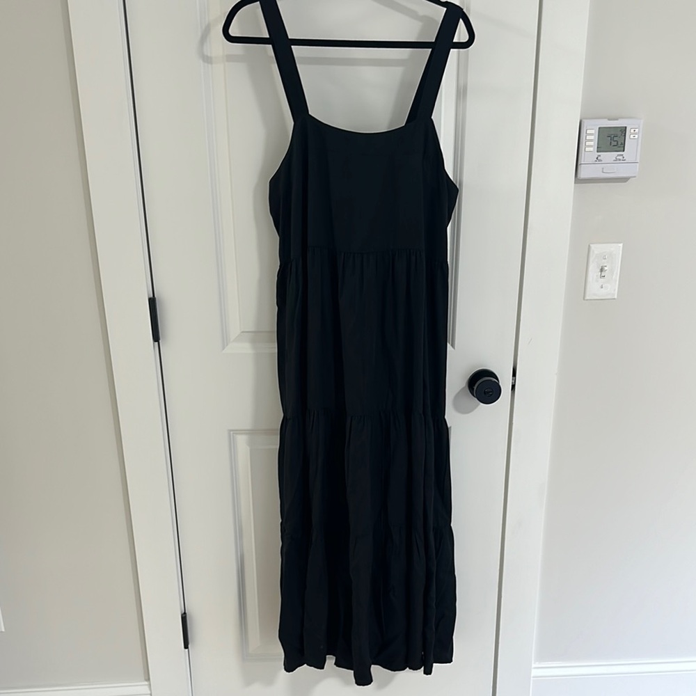 NWT The Drop Women’s Britt Tiered Maxi Tent Dress in Off-Black XL